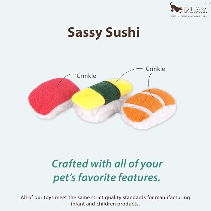 P.L.A.Y. PET Lifestyle and You Feline Frenzy Sassy Sushi Plush Squeaky CAT Toy
