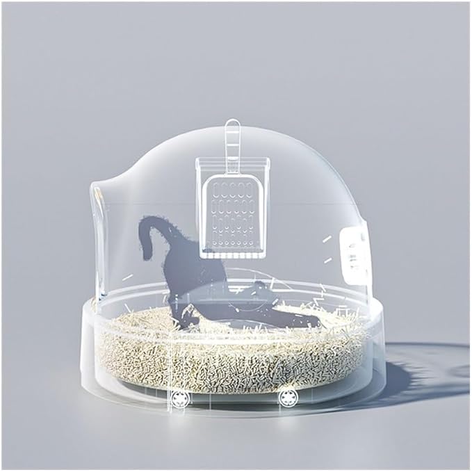 Pet Supplies, Enclosed Cat Litter Box with Front Door Flap & Scoop,Plastic Kitty Toilet for Indoor Cats