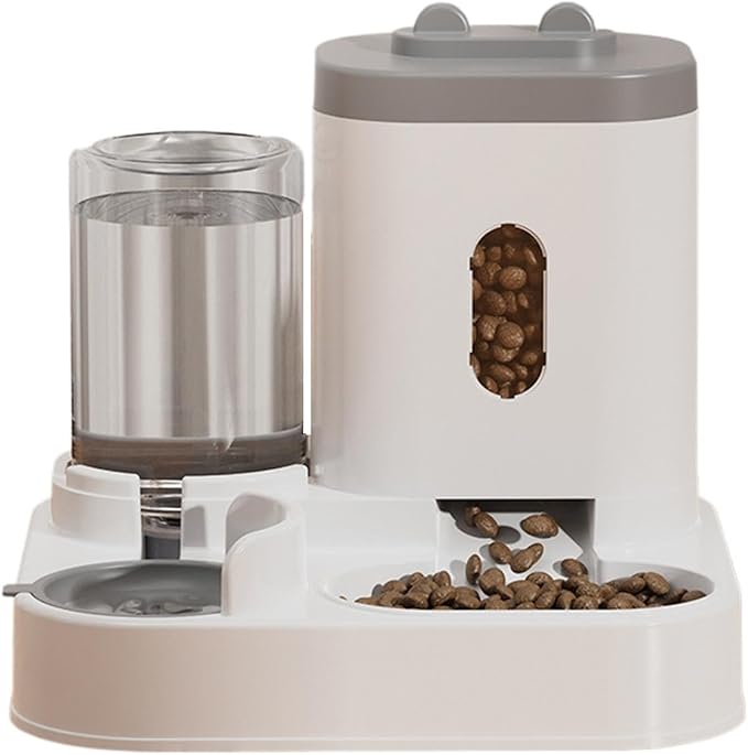Automatic Cat Feeder - Food Water Dispenser, Cat Automatic Feeder for Timed Meal Management, Robust Animal Piece, Pet Care Item with Flow Supply, Seamless Provision Unit for Feeding