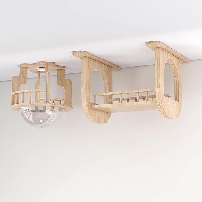 Wall Cat Shelves, Wood Cat Wall Furniture, Wall Shelves for Cats, Ceiling Cat Wall Shelves, with 1 Aerial Cat Bed and 1 Aerial Plank Road