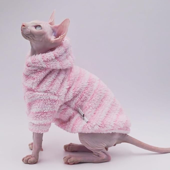 Sphynx Cat Apparel Kitty Clothes Warm Autumn and Winter Hairless Cat Outfits Cat Clothes for Devon Rex Cats, Cornish Cats and Small Cats (Brown, Small)