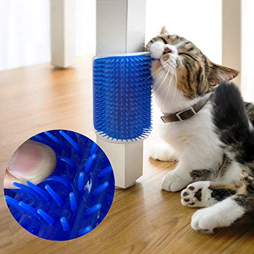 SweetPetGarden 2 Pack Softer Cat Self Groomer with Catnip Pouch, Wall Massage Scratcher Brush Comb