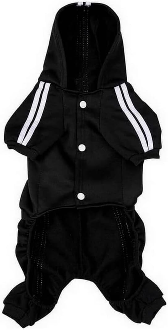 Cute Dog Hoodie Sweater Pajamas Tracksuit Coat Jacket Winter Clothes Clothing Jumpsuit 4-Legs Black for Cat Puppy Small Medium Big All Type Dogs (X-Large)