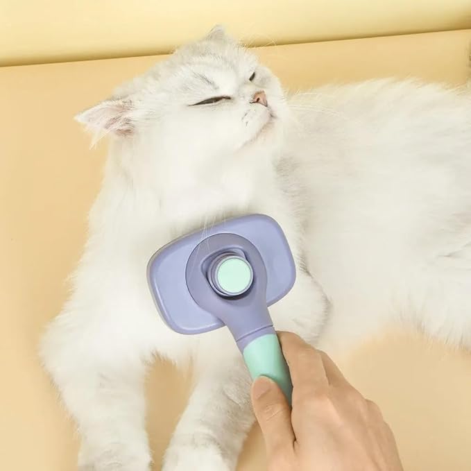 One for Pets Self-Cleaning Dog and Cat Slicker Brush, Cat Brush with Release Button, Indoor Cats Shedding, for Cat and Dog Grooming (Green & Orange)