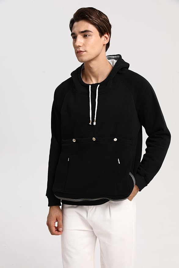 Unisex Cat Pouch Hoodie Long Sleeve Kitten Puppy Holder Hoodies Front Large Pouch Pet Carrier Sweatshirt
