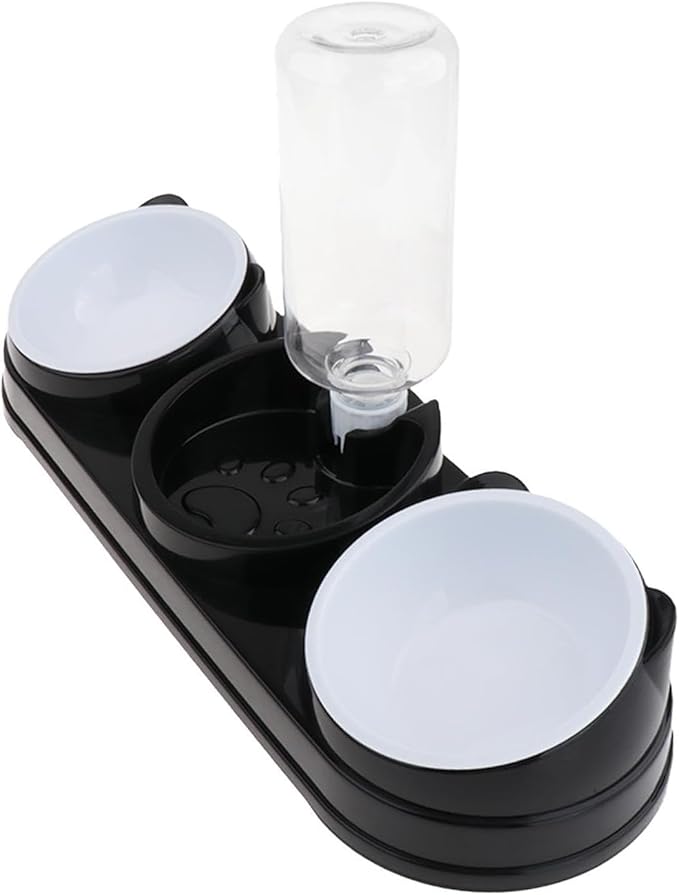 Elevated Double Bowl Pet Feeders with Automatic Water Dispenser Antislip Base for Dog Cats Daily Feeding Watering Supply Automatic Water Dispenser Pet Bowl