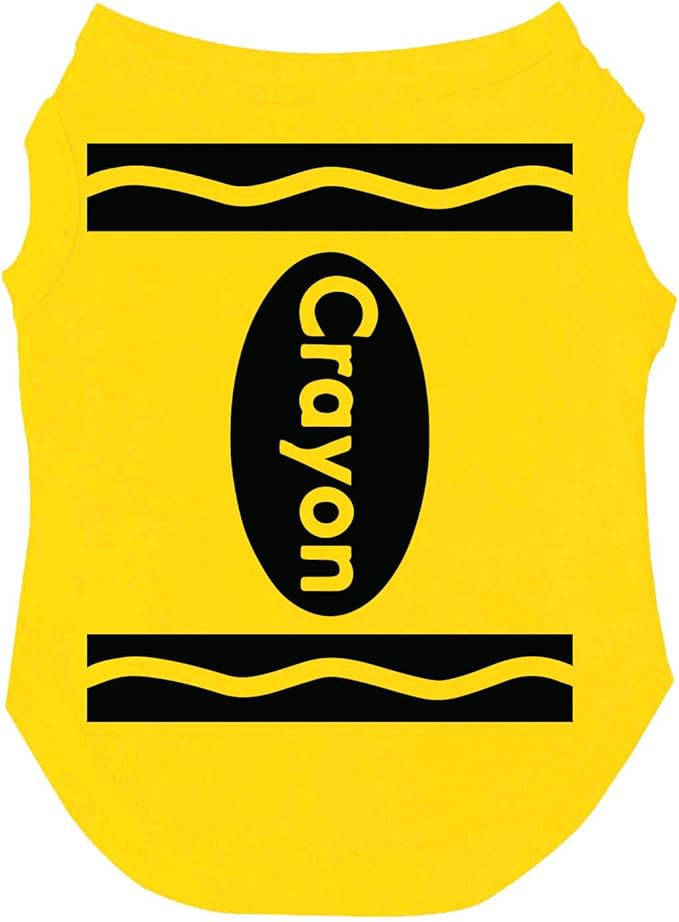 Crayon Dog Tee Shirt | Sleeveless Breeds | Halloween | Trick or Treat | Group Costume | School Parade | Family Outfits |Yellow, Small 410