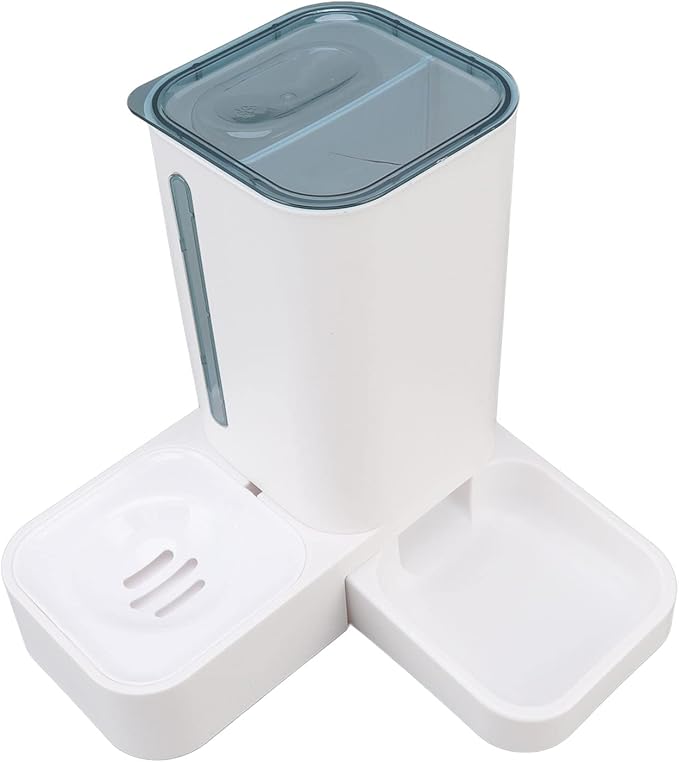 Focket Automatic Cat Feeder, 2 in 1 Gravity Design with Large Capacity 1.5L Water Bucket 2.2lb Food Bowl, Visual Level Window Indicator, Dog Feeding Station with Removable Parts for
