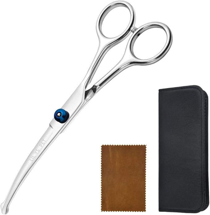 6.5" Right-handed Pet Round-Tip Grooming Stainless steel Safety Grooming for Dogs and Cats (Curved Scissor)