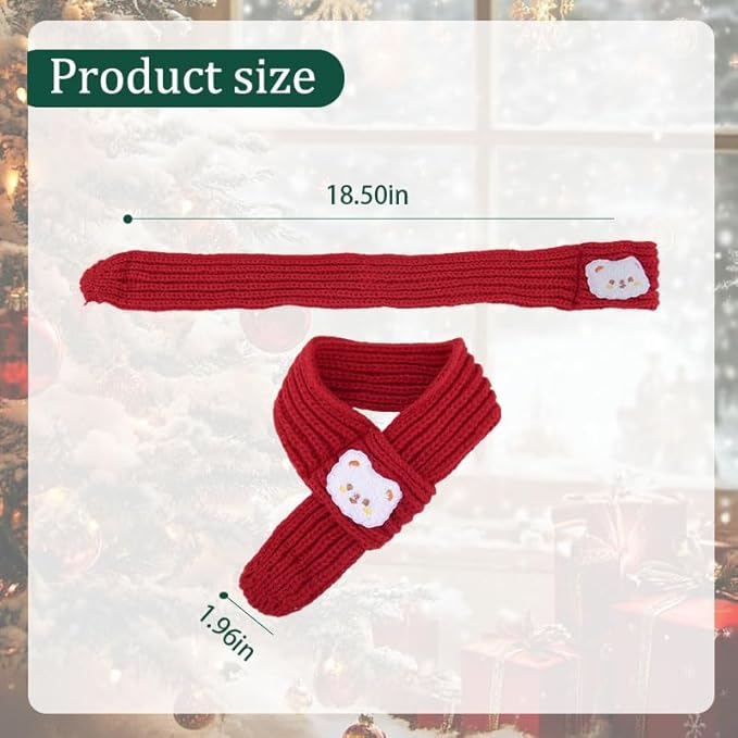 Cat Dog Christmas Knitted Scarf Pet Holiday Accessories for Dogs Cats Neck Warmer Dog Festival Outfit Decor Warm Cat Winter Bandana Puppy Neckerchief Pet Costumes for Dogs Cats Xmas Clothes Apparel