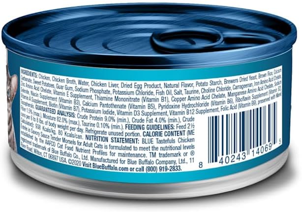 Blue Buffalo Tastefuls Chicken Morsels in Gravy Entrees Natural Wet Food for Adult Cats, 3 oz., Case of 12