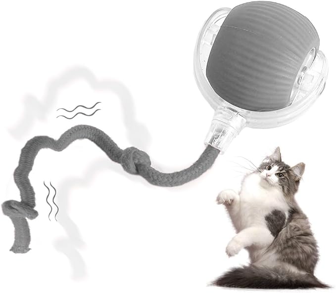 Interactive Cat Toys for Indoor Cats, Interactive Pet Toy Ball, Cat Toy Ball for Bored Indoor Cats, Smart Rolling Ball for Dogs & Cats (Grey)