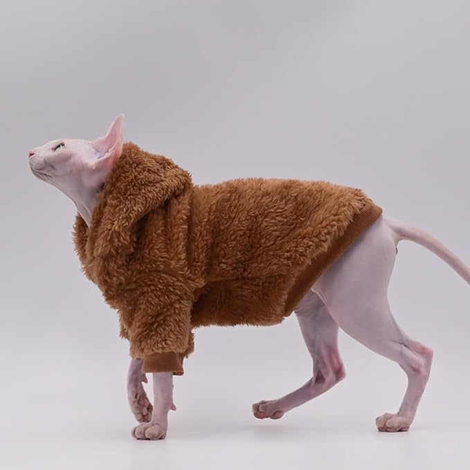 Hairless Cat Clothes Autumn/Winter Warm Fleece Super Soft Stretch Cat Clothes for Sphynx,Devon, Konis,Small Cats and Dogs (Purple, Small)