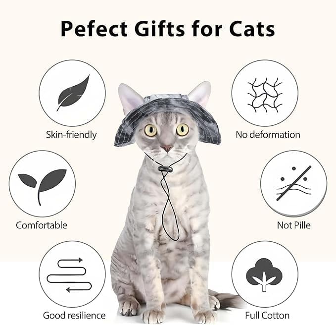Summer Sun Hat for Dogs & Cats - Adjustable Buckle Fisherman Cap, Breathable UV Protection Pet Hat, Anti-Slip Sunshield Hat for Small Medium Large Pets (Black, Large)