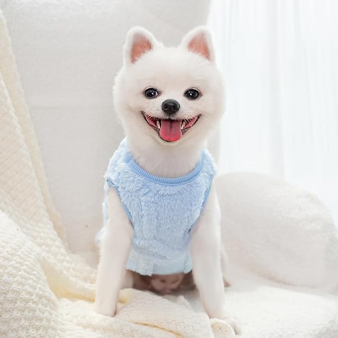 2 Pack Small Dog Sweater Fleece Cat Outfit with D-Ring Fall Puppy Clothes for Girl Boy Cold Weather Dog Coat Winter Pet Clothing for Cats Chihuahua Yorkie Teacup (Pink Blue, Large)