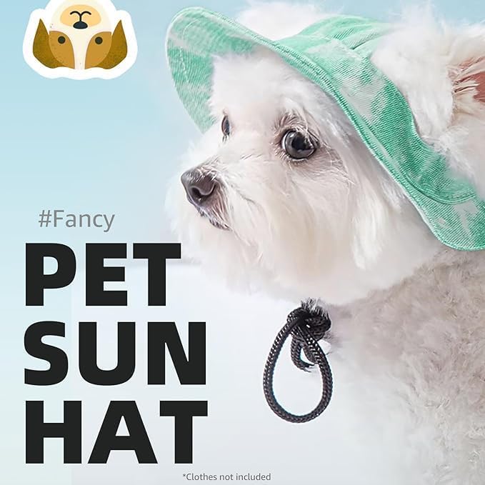 Cat Sun Hat, Baseball Cap with Ears Exposed, Outdoor Sports Hat, Suitable for Small Cats (Green, Medium)