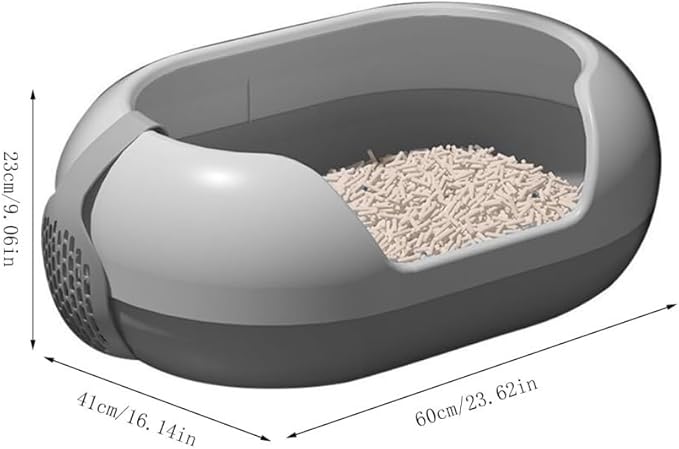 Pet Supplies, Large Cat Litter Box for Big Cats & Rabbits, Anti-Splash(Orange)