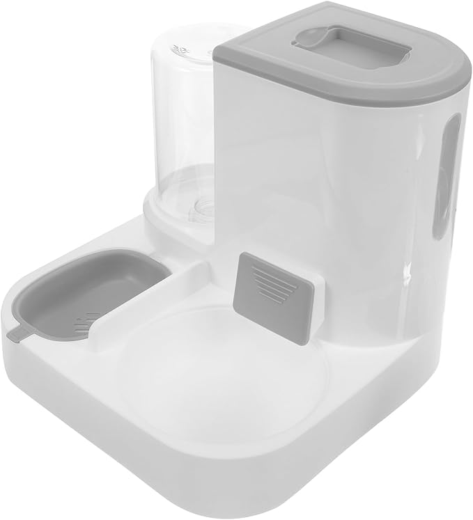 Automatic Pet Food and Water Feeder Station with Large Capacity Detachable Bowl for Dogs and Cats, Grey, Wet and Dry Food Separation, Suitable for Puppies and Adult Pets