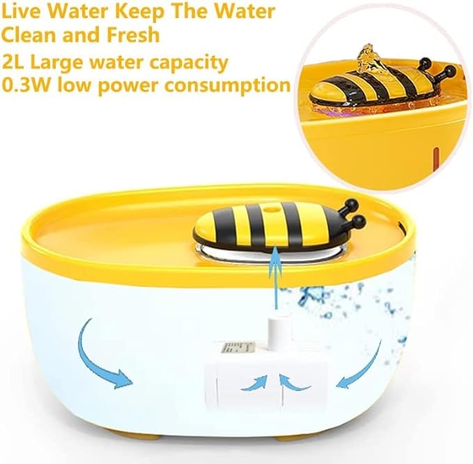 Cat Pet Water Fountain Automatic Drinker for Pet,2L Ultra-Quiet Pet Fountain Water,with Water Level Window&LED Light,Pet Water Dispenser