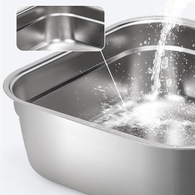 Pet Supplies, Stainless Steel Cat Litter Box, Extra Large High Sides with Scoop, Non-Sticky & Easy Clean