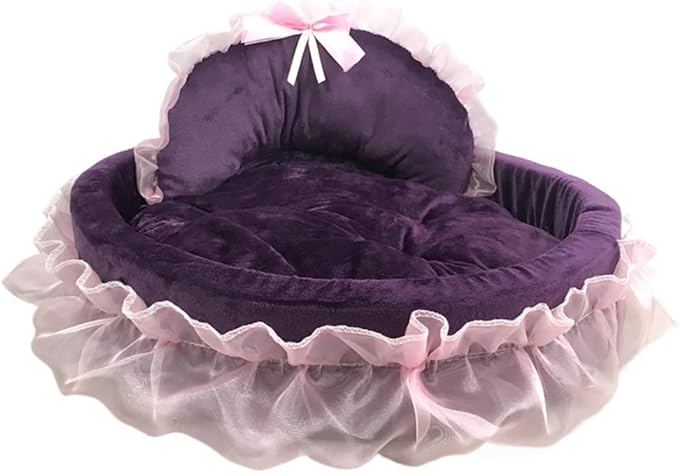 Washable Princess Pet Bed for Small Medium Dogs & Cats - Soft Plush Warm Cave Sofa Cushion, Cozy Snuggle Nest Mat, Cute Comfy Kennel Pad(18.9''X16.54''X18.9'',Purple)