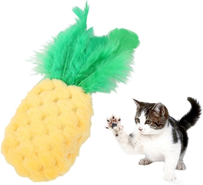 Yellow Pineapple Catnip Toy - Chew and Dental Cat Toys with Catnip, for Kittens, Adult Cats, Interactive Play and Stress Relief