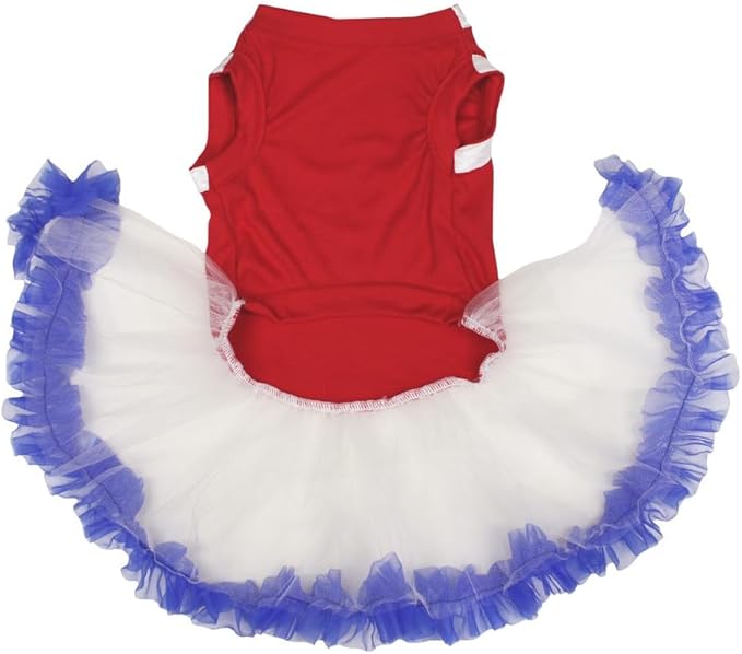 Petitebella USA Twins Heart Puppy Dog Dress (Red/White Blue, XX-Large)