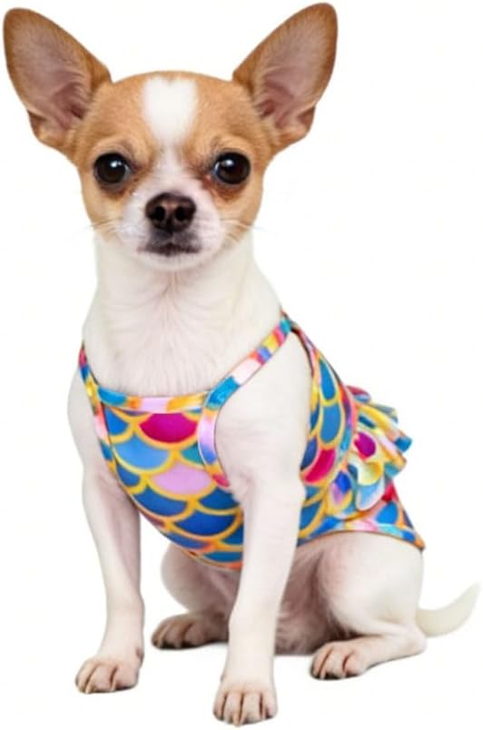 Funny Dog Swimwear Bikini Summer Dog Clothes Beach Swimsuit Puppy Bathing Suit Puppy Vest Cooling Pet Shirt for Small Dogs, Cat Apparel (Mermaid, X-Large)