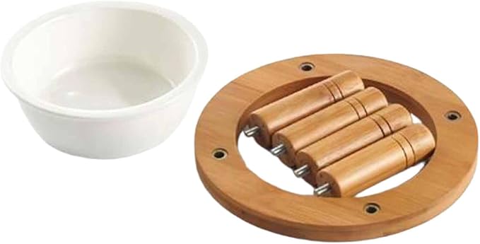 Gralara Elevated Cat Bowl Ceramic Bowl Feeder Whisker Friendly Removable to Wood Stand Suitable for Small Medium, 16.2cmx16.2cmx8.8cm