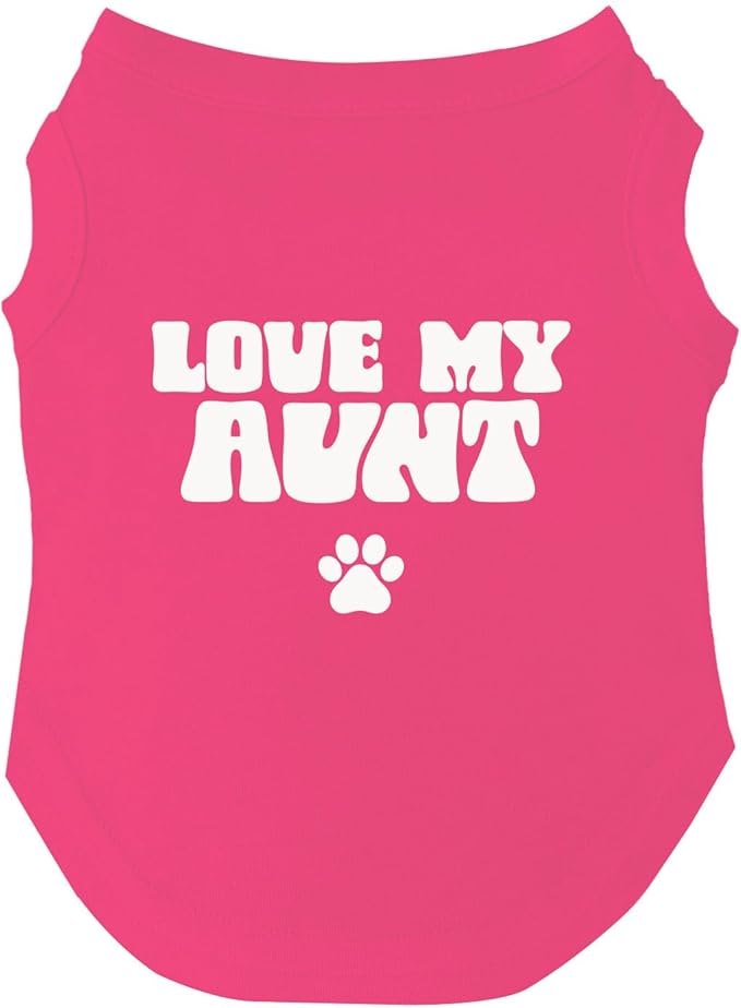 Love My Aunt Dog Tee Shirt | Sleeveless Breeds | Mother's Day | Aunt Gift | Best Auntie & Sister | Valentine's Day |Hot Pink, 2X-Large 1347