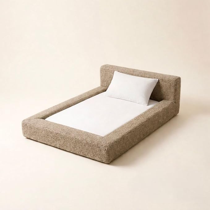 Mini Cloud Bed - Removable and Washable Covers - Toddler Baby Pet Dog Cat Nursery - Upholstered Minimalist Modern Luxury (Taupe Boucle, Large)
