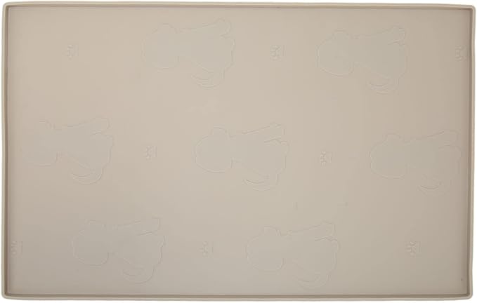 Dog Feeding Mat, Waterproofed Cat Food Mats, Anti Slip Silicone Cat Dog Food Mat for Messy Drinkers to Protect Floors (Beige)