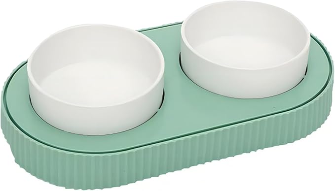 Heated Cat Bowl,Thermostatic Raised Cat Bowl, Double Cat Food Bowls, USB Heated Dog Bowl Ceramic Cat Water Bowl for Feral Cat Feeding Station Provide Non Freezing Water in Winter