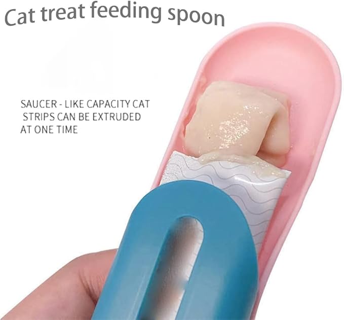 Cat Strip Feeder Spoon, Pet Feeder Cat Strip Squeeze Spoon, Lickable Cat Wet Food Spoon Dispenser for Cat Squeeze Treats Feeding & Watering Supplies, 2Pcs (Cat Spoon Shaped)