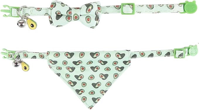 Lamphyface Cat Collar Breakaway with Cute Bow Tie Bandana and Bell Fruits Accessories for Kitty Adjustable Safety