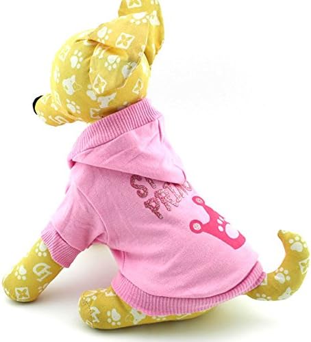 SMALLLEE_LUCKY_STORE Pink Hoodie Hooded Christmas T Tee Shirt Small Dog Christmas Clothes Costume - Spoiled Princess M