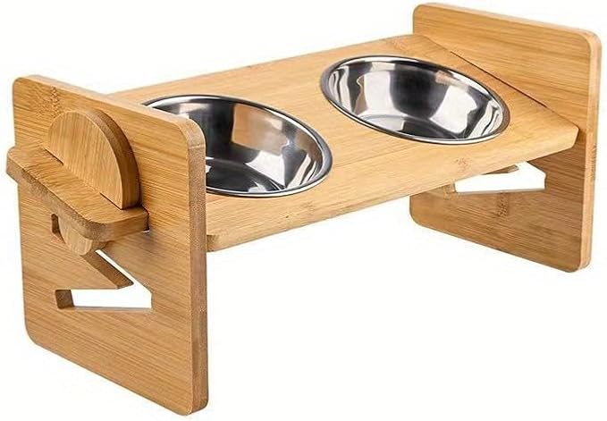 4-Speed Adjustable Height Elevated Pet Feeding Rack, Stable Bowl Stand for Cats and Dogs