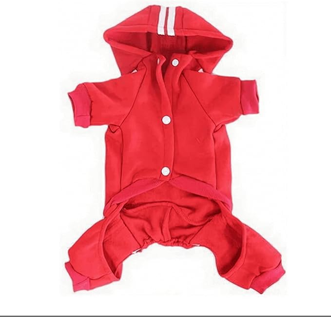 Cute Dog Hoodie Tracksuit Sweater Coat Jacket Winter Pajamas Clothes Clothing Jumpsuit 4-Legs Red for Cat Puppy Small Medium Big All Type Dogs (X-Large)