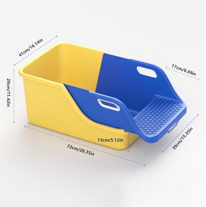 Pet Supplies, Large Open Cat Litter Box with High Sides - Anti-Splash, Easy Clean for All Cats(Yellow)