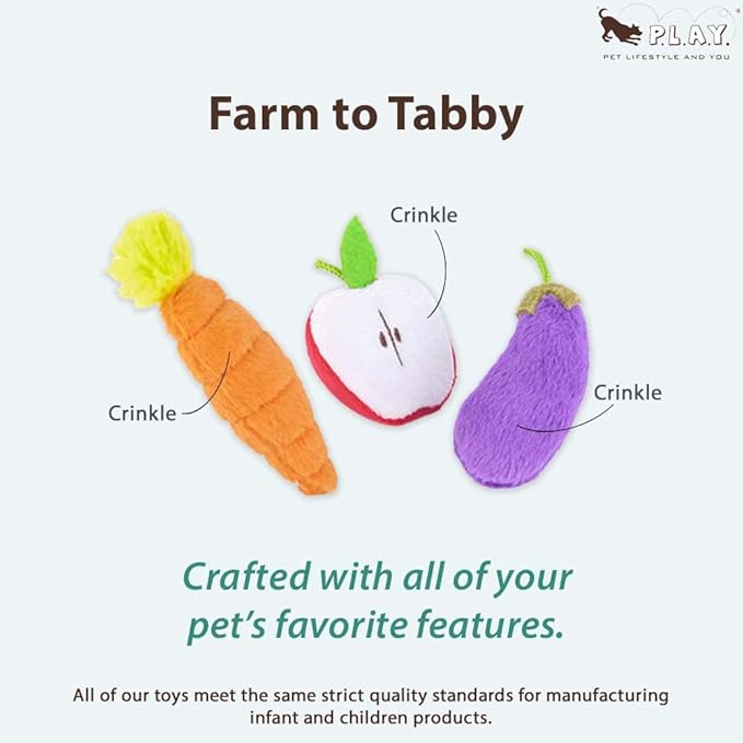 P.L.A.Y. PET Lifestyle and You Feline Frenzy Farm to Tabby Plush Squeaky CAT Toy