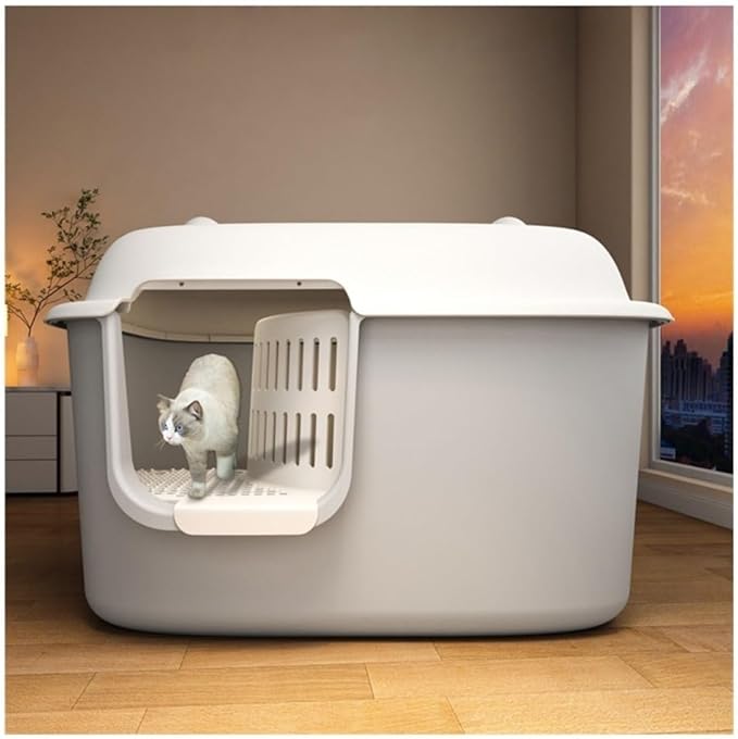 Pet Supplies, Covered Cat Litter Box,Leakproof High Walls & Control(Yellow)