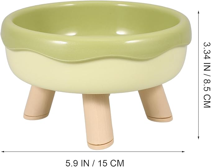 VICASKY Raised Cat Bowl and Elevated Kitten Food Dish with Neck Protection, Tilted Design in Grass Green, Anti-Vomit Pet Feeding and Watering Bowl for Cats and Kittens
