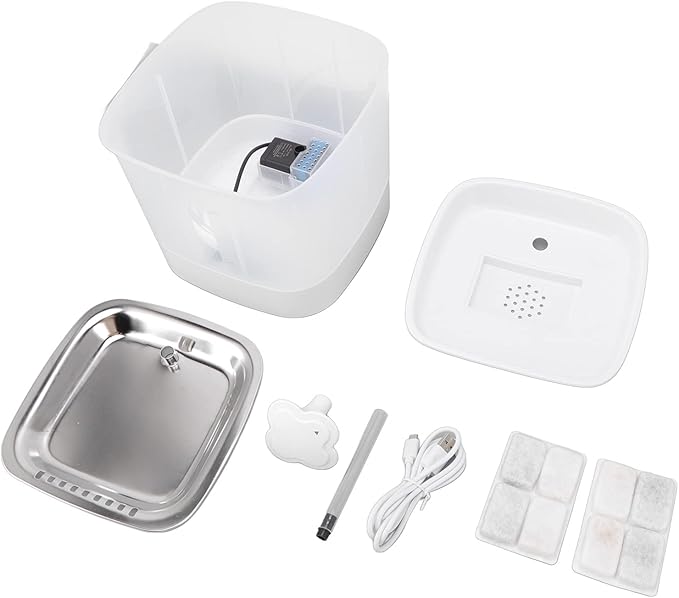 Tyenaza Pet Water Fountain, 2.5L Dog Drinking Fountain, 2 Modes Double Filtration Safe Automatic Cat Water Dispenser for Cat Dog Pet