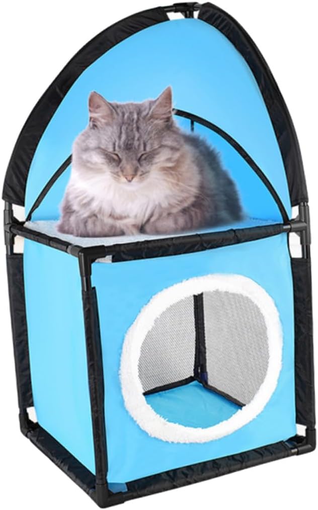 Toddmomy Cat Tree Scratcher with Tunnel Design Indoor Cat House Bed for Kittens and Pets Durable Fabric Furniture Protecting Play Tower