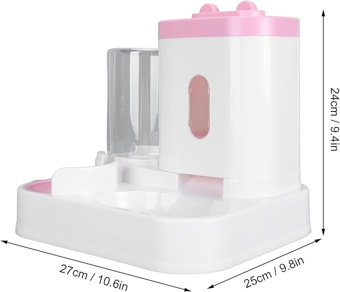 2 in 1 Automatic Cat Feeder and Water Dispenser, Large Capacity Self Feeding Dog Food Dispenser Gravity Food Bowl with 1l Water Tank for Multiple Pets (Roseate)