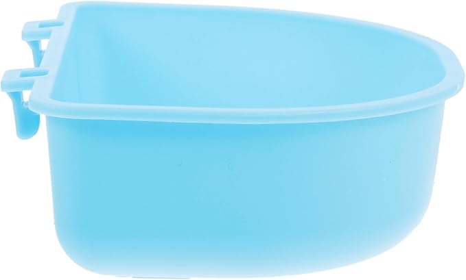 COLLBATH Hanging Plastic Puppy Feeding Bowl with Blue Clip, Small Dog and Cat Food Holder for Kennel and Travel, Portable Pet Bowl for Feeding and Watering