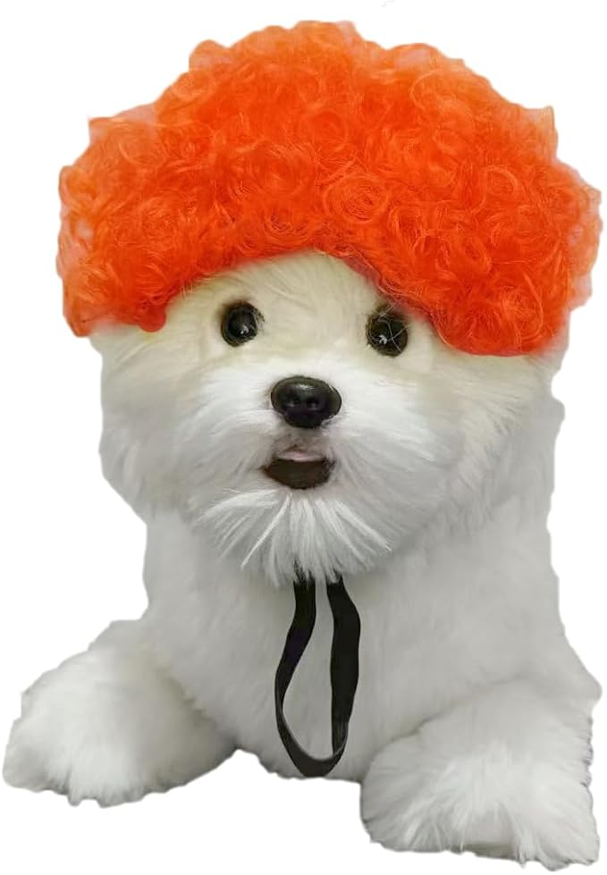 Psivika Pet Wigs Funny Dog Cat Cosplay Wig Pet Costume Cat Cosplay Decoration for Halloween, Christmas, Parties, Festival (Orange)