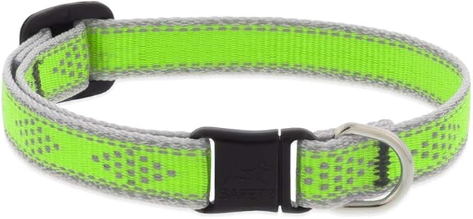 Lupine Reflective Cat Safety Collar 1/2" Wide Green Diamond Adjusts 8" to 12"