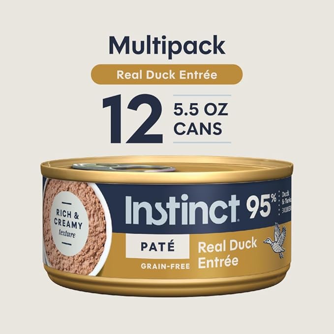Instinct Pate Entrees, Wet Canned Cat Food, Grain-Free - Real Duck, 5.5 oz. Cans (Pack of 12)