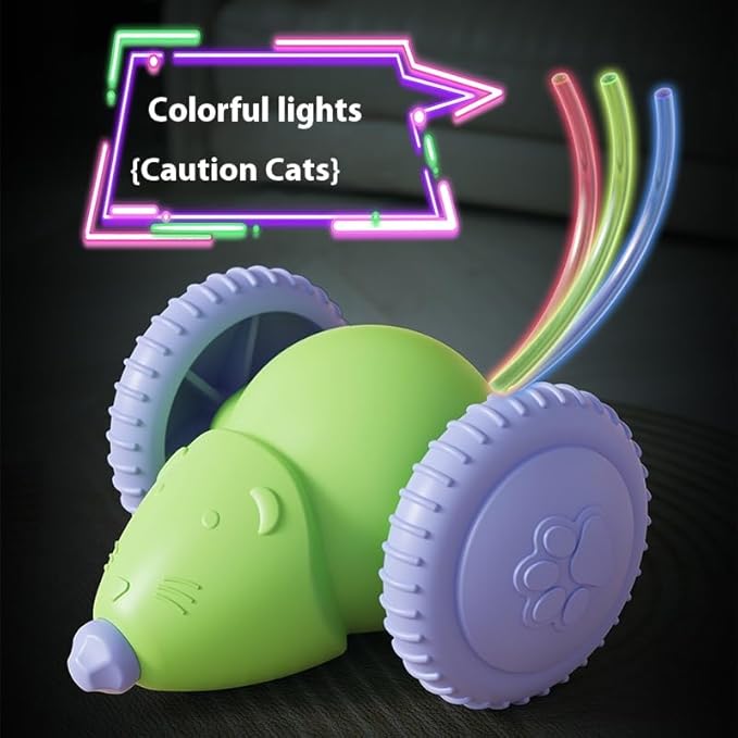 Interactive Cat Toys for Indoor Cats, Kitten Toys Like a Mouse, Rechargeable Cat Mouse Toy with Tail & Lights, Cat Toys for Bored Indoor Adult Cats, Automatic Cat Toy for Enrichment Exercise